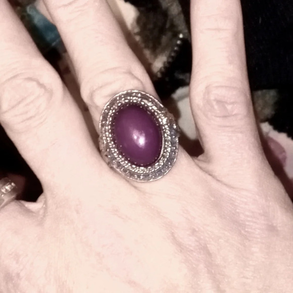 ruby quartz ring in two tone silver and gold ring - Picture 1 of 7